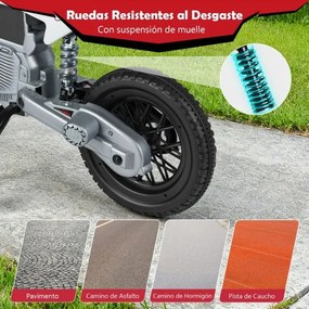 Mota elétrica para crianças 12V com rodas de treino removíveis e suspensão com molas vermelha