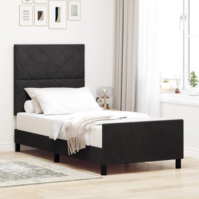 Estrutura de Cama Preta 90x190 cm Veludo
