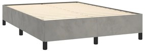 Cama com molas/colchão 140x200 cm veludo cinzento-claro