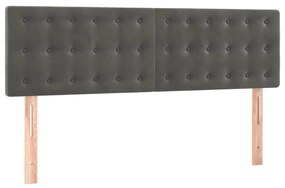 Cama box spring c/ colchão/LED 140x190cm veludo cinzento-escuro
