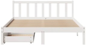 Cama sem colchão 140x190 cm madeira de pinho maciça branco