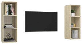 Armários de parede TV 2 pcs derivados madeira carvalho sonoma