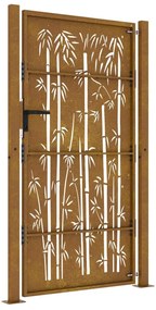 Portão de jardim 105x205 cm aço corten design bambu