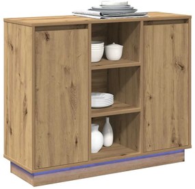 Aparador com LED Carvalho Artesanal 90x32x75 cm Madeira Derivada