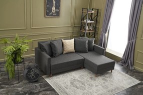 Sofá-cama de canto Aydam – Antracite – 215x80x150 cm