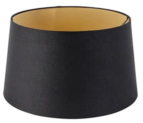 Abajur de algodão preto 35/30/20 com interior dourado