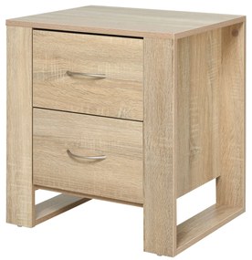 HOMCOM Mesa Cabeceira 2 Gavetas Pés Elevados Armazenamento Estilo Moderno Dormitório 48x39x54cm | Aosom PT