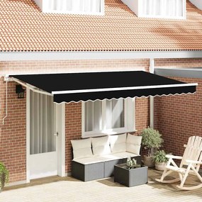 vidaXL Toldo Retrátil Manual Preto 400x200 cm
