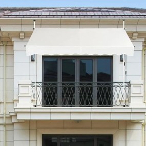 Toldo Telescópico e Retrátil 250 x 125 cm Resistente aos Raios UV Impermeável com Manivela Manual e Altura Ajustável para Janela Varanda Bege