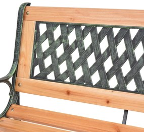 Banco de jardim 116 cm ferro fundido e madeira de abeto maciça