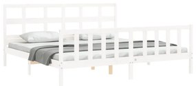 Estrutura cama Super King Size c/ cabeceira madeira branco