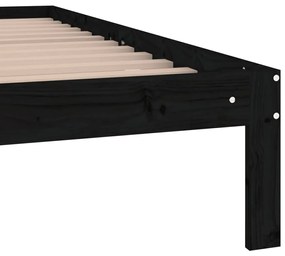 Estrutura de cama casal 135x190 cm madeira maciça preto