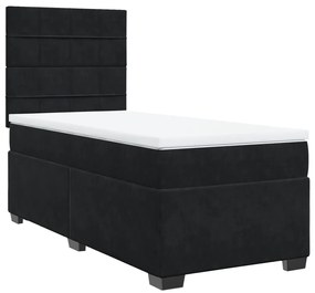 Cama com molas/colchão 90x200 cm veludo preto