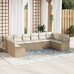 Conjunto de Sofá de Jardim vidaXL com Almofadas Bege Rattan Poly, Sofá
