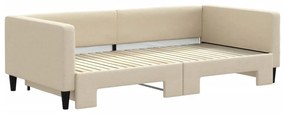 Sofá-cama com gavetão 100x200 cm tecido cor creme