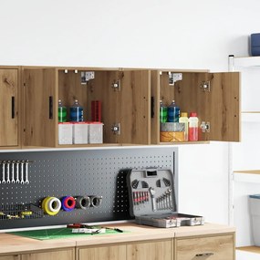 vidaXL Armários de parede para garagem 2 pcs derivados de madeira