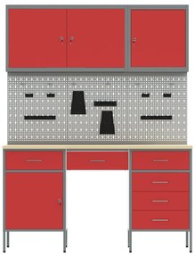 Conjunto de Gabinete de Trabalho e Painel de Ferramentas em 8 Peças Vi
