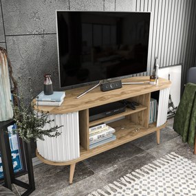 Móvel TV Stor – Carvalho Oud Branco – 140 cm x 43 cm x 64 cm