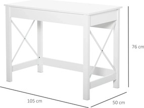 Mesa de escritório multifuncional moderna e minimalista 105x50x76 cm Branco