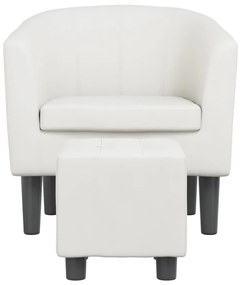 Poltrona com apoio de pés couro artificial branco