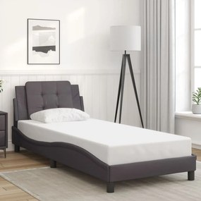 Estrutura cama c/ luzes LED 90x190 cm couro artificial cinzento