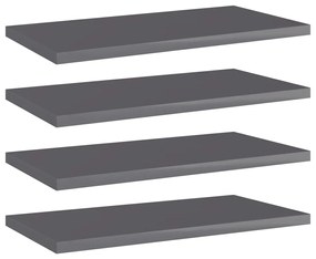vidaXL Prateleiras para estante 4 pcs 40x20x1,5cm contraplacado cinza