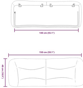 Almofadão de cabeceira 140 cm tecido cinzento-acastanhado