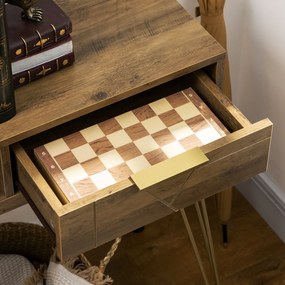 HOMCOM Consola Móvel de Entrada com 2 Gavetas Prateleira Aberta e Pés de Aço para Sala de Estar Corredor Estilo Moderno 120x29x79cm Madeira e Bronze