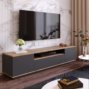 Suporte de TV FR7 – Pinho Atlântico e Antracite – 180 cm x 44,6 cm x 4