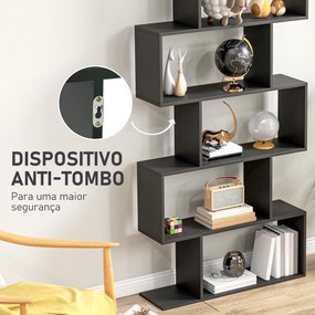 Estante Alto Livraría de 6 Estantes  para Sala de Jantar Desenho Moderno 80x23x192cm Preto