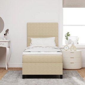 Cama Box Spring com Colchão Bege Clara 80x200 cm Tecido de Corduroy