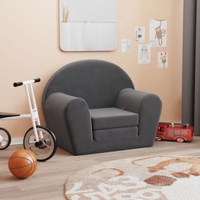 341775 vidaXL Sofá-cama infantil pelúcia macia antracite