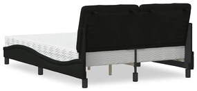 Cama com colchão 140x190 cm tecido preto