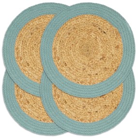 vidaXL Individuais de mesa 4 pcs juta e algodão 38 cm natural e verde