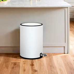 Caixote do lixo para casa de banho 3 litros pequeno com tampa, fecho suave Branco