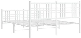 Estrutura de cama com cabeceira e pés 160x200 cm metal branco