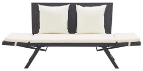 Banco de jardim c/ almofadões 176 cm vime PE preto