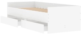 Estrutura cama de solteiro pequena c/ gavetas 75x190 cm branco