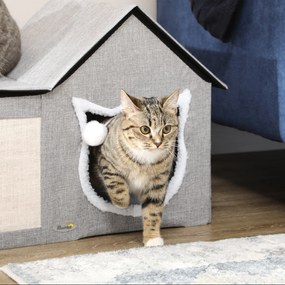 PawHut Casa para Gatos Cama para Gatos Interior com Almofada para Arra