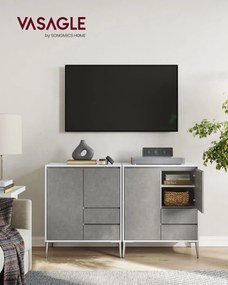 Armário de arrumação com portas e 2 gavetas 40 x 70 x 85 cm branco + cinza