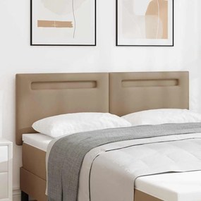 vidaXL Cabeceira LED Cappuccino 144 cm Couro Sintético