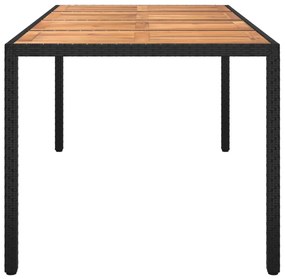 Mesa de jardim 190x90x75 cm vime PE e acácia maciça preto