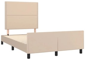 Estrutura cama cabeceira 120x200 cm couro artificial cappuccino