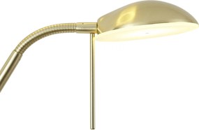 Candeeiro de pé moderno dourado com braço de leitura incluindo LED e dimmer - Divo