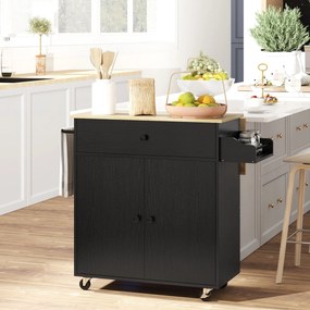 Ilha de Cozinha com Rodas Carrinho de Cozinha com Lateral Dobrável 2 P