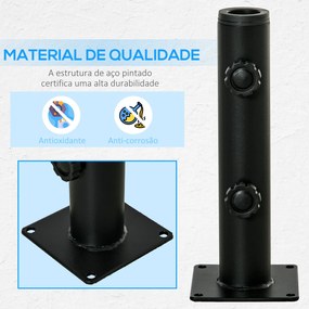 Outsunny Suporte Chapéu de Sol para Chão de Cimento com 2 Botões de Bl