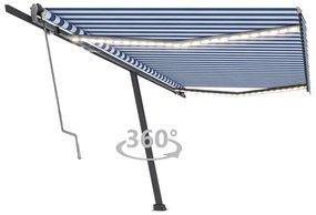 Toldo automático LED e sensor de vento 500x300 cm azul e branco