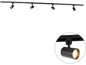 Sistema de iluminação de trilho moderno com 4 focos preto 1-fase - Iconic Yade Moderno
