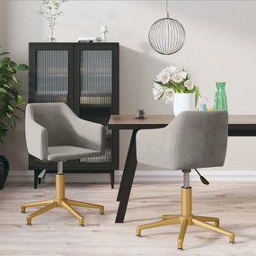 vidaXL Cadeiras de jantar giratórias 2 pcs veludo cinzento-claro