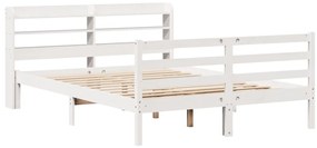 Estrutura cama c/ cabeceira 120x190 cm pinho maciço branco